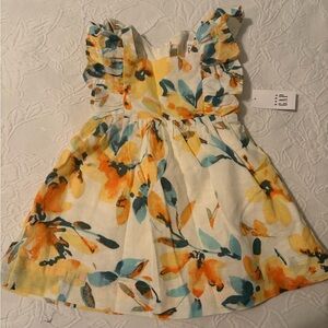 Gap 12-18m Floral Kids Dress in Yellow and Blue nwt Easter dress